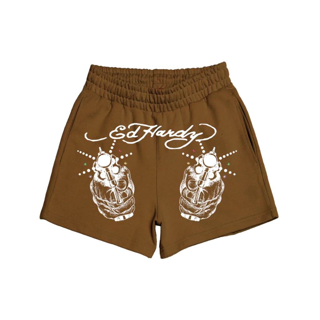 Short Moletom Ed Hardy Light Shot Marrom
