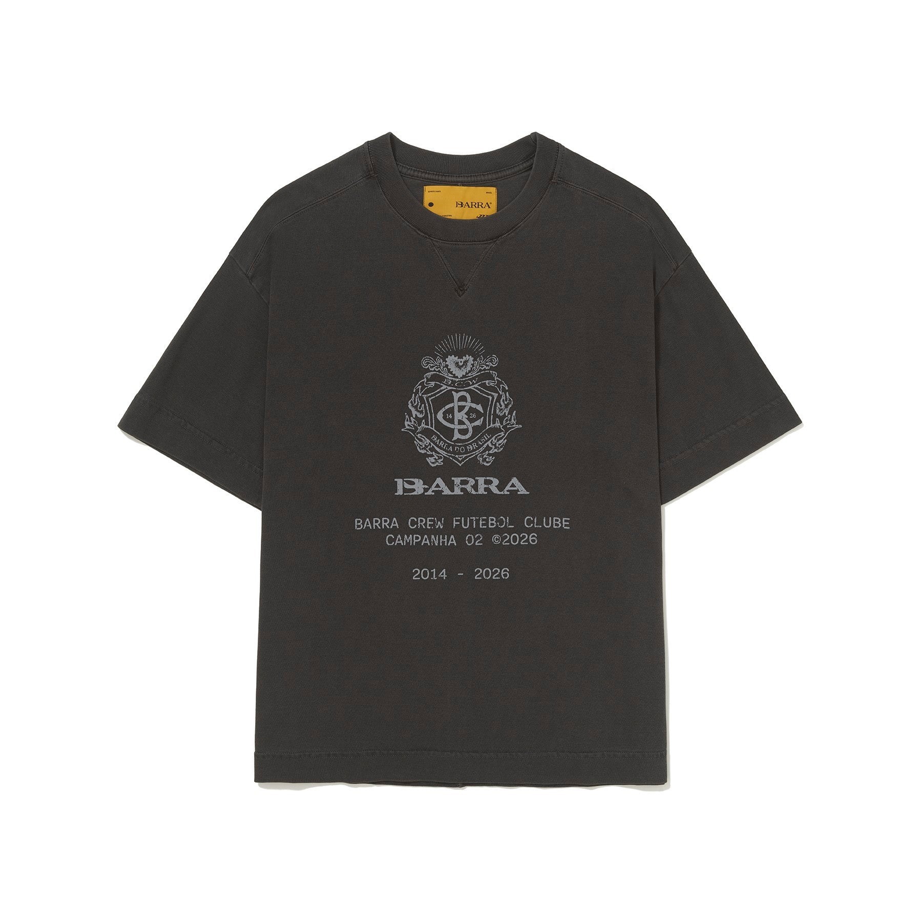 Camiseta Barra Crew Brasão Preta Estonada