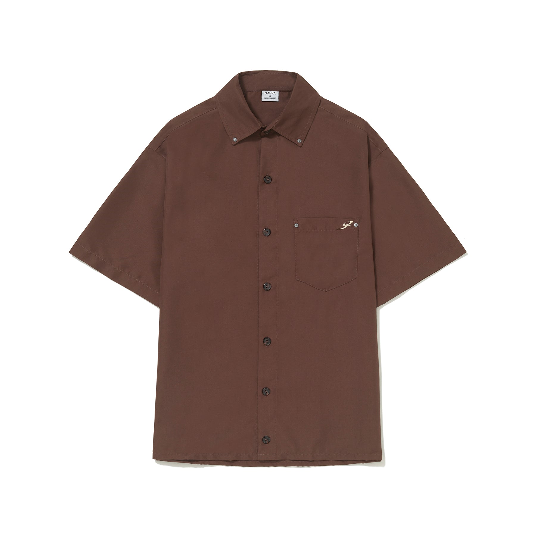Camisa Botão Barra Crew Classica B Garça Marrom