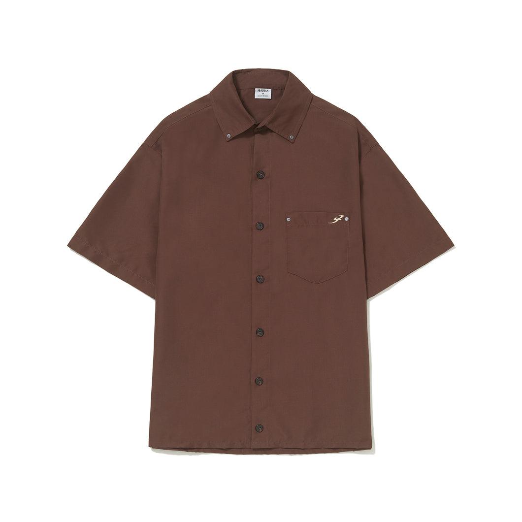 Camisa de Botão Barra Crew Classica B Garça Marrom