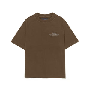 Camiseta Barra Crew Assinatura Atelie Marrom Estonada