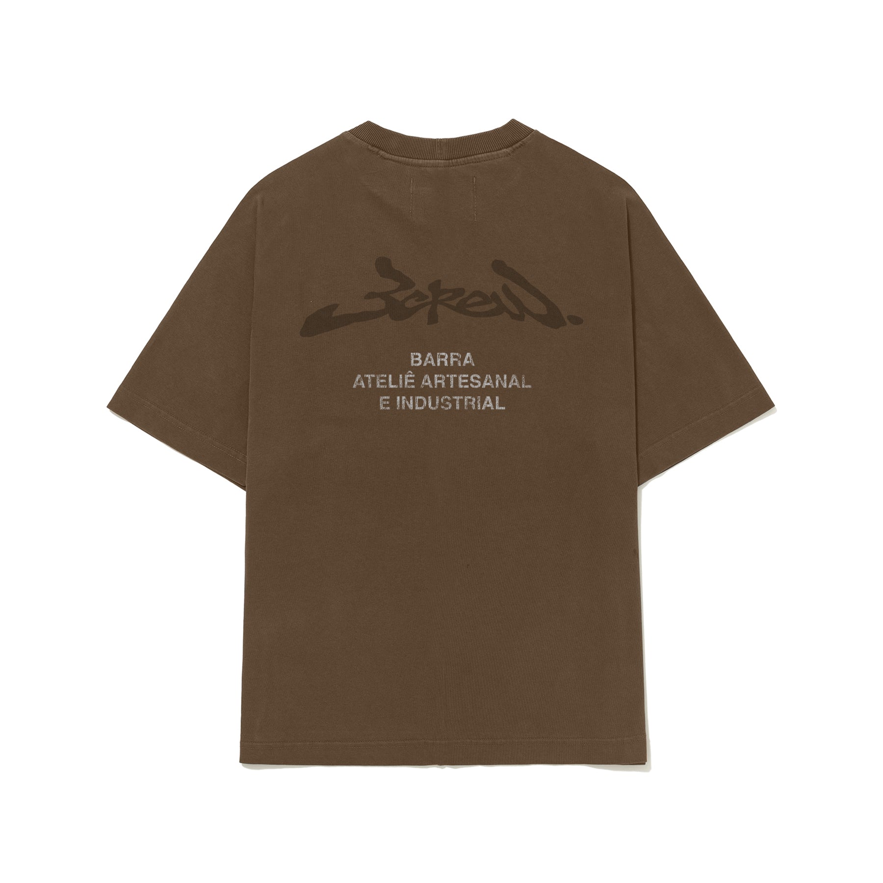 Camiseta Barra Crew Assinatura Atelie Marrom Estonada
