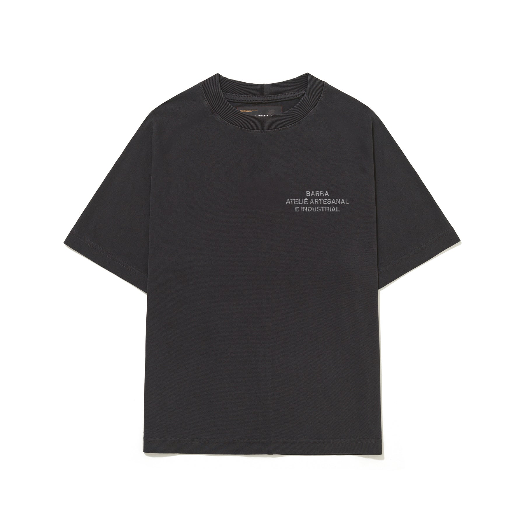 Camiseta Barra Crew Assinatura Atelie Preta Estonada