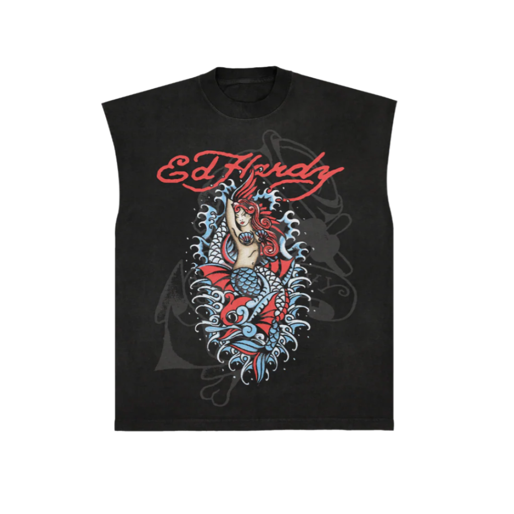 Camiseta Regata Ed Hardy Sereia Mistica Preta