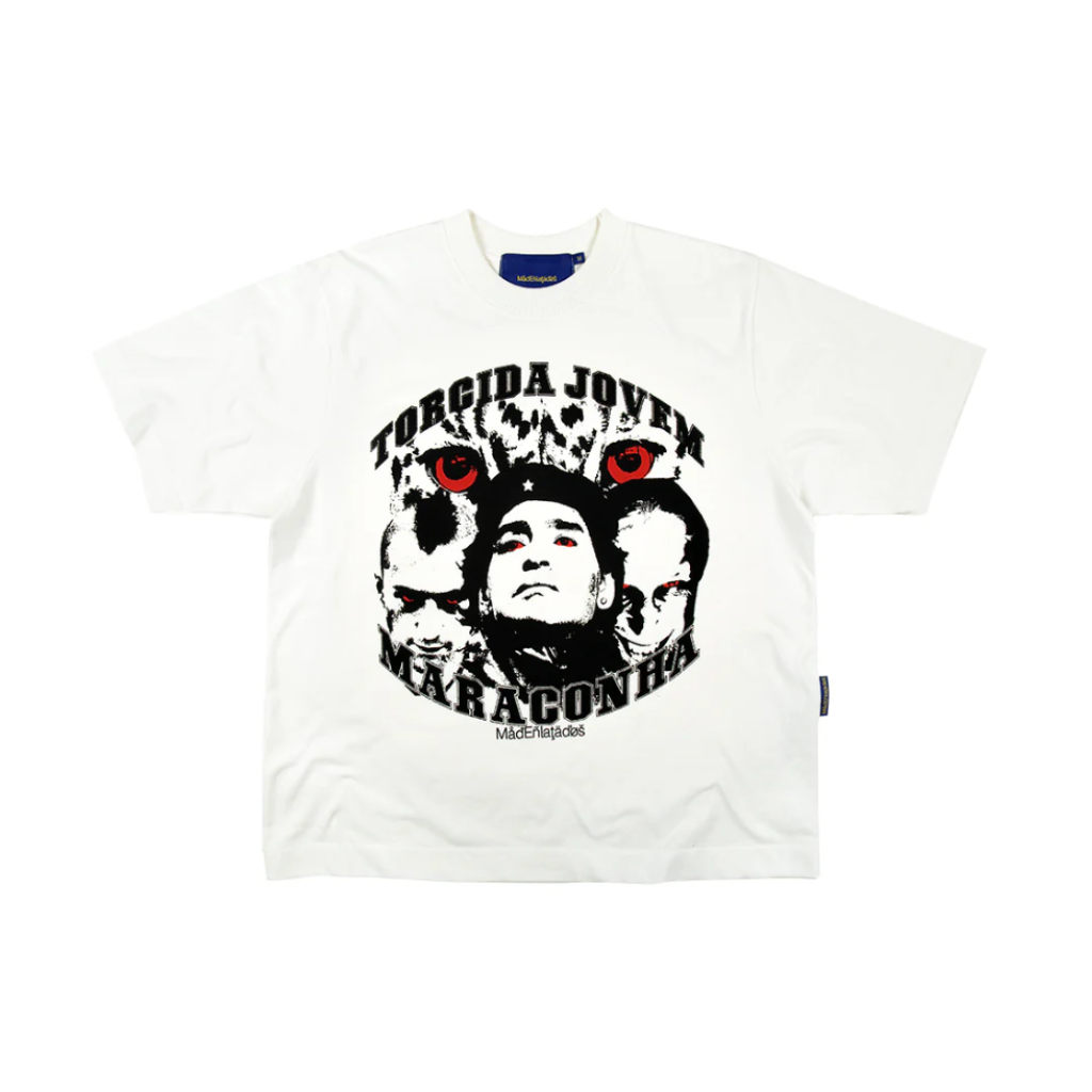 Camiseta Mad Enlatados x Maradona Torcida Maraconha Off White