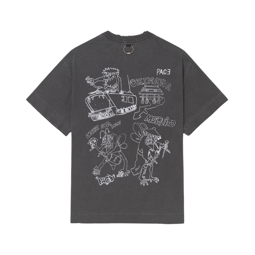 Camiseta Pace Okinawa Sketches Preta Estonada