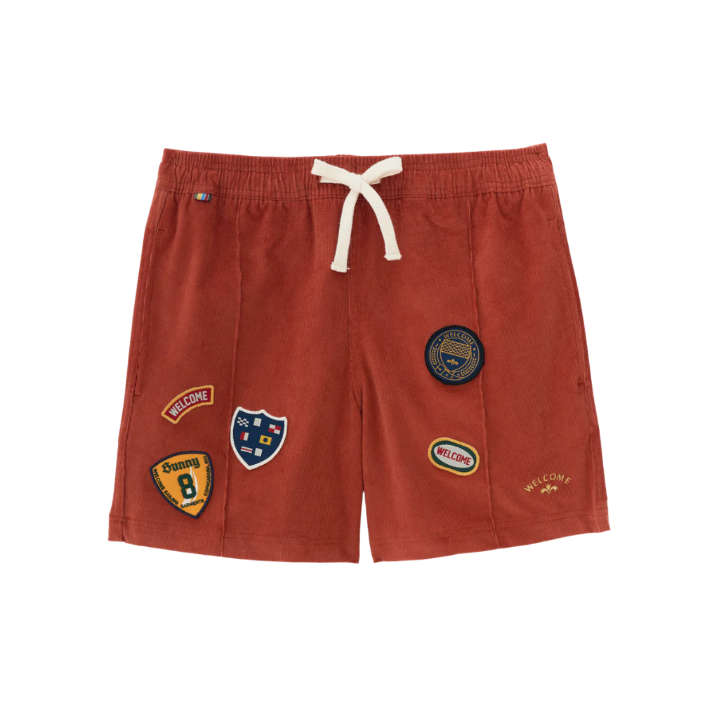 Short Elastico Welcome Rio Veludo Patches Laranja Ocre
