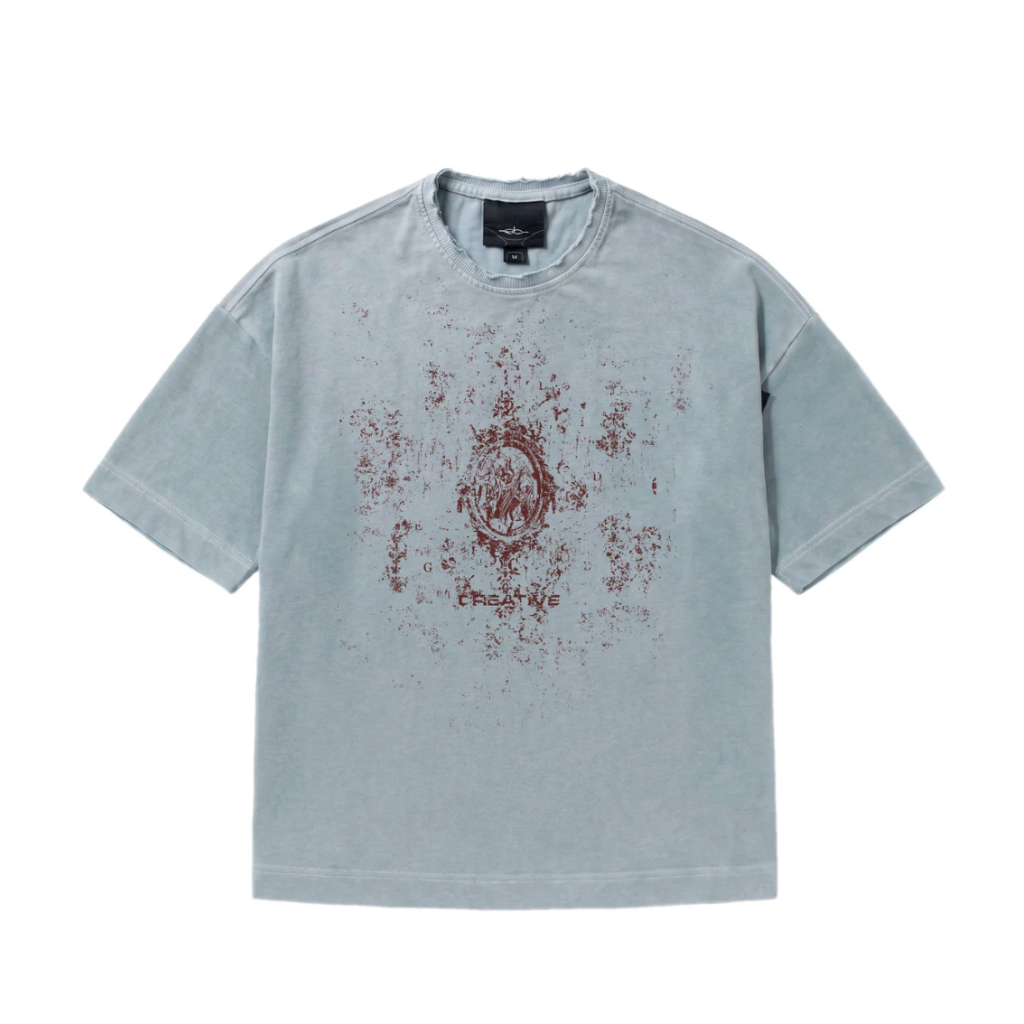 Camiseta Oversized Elo em Comum Angel Cinza Azulado
