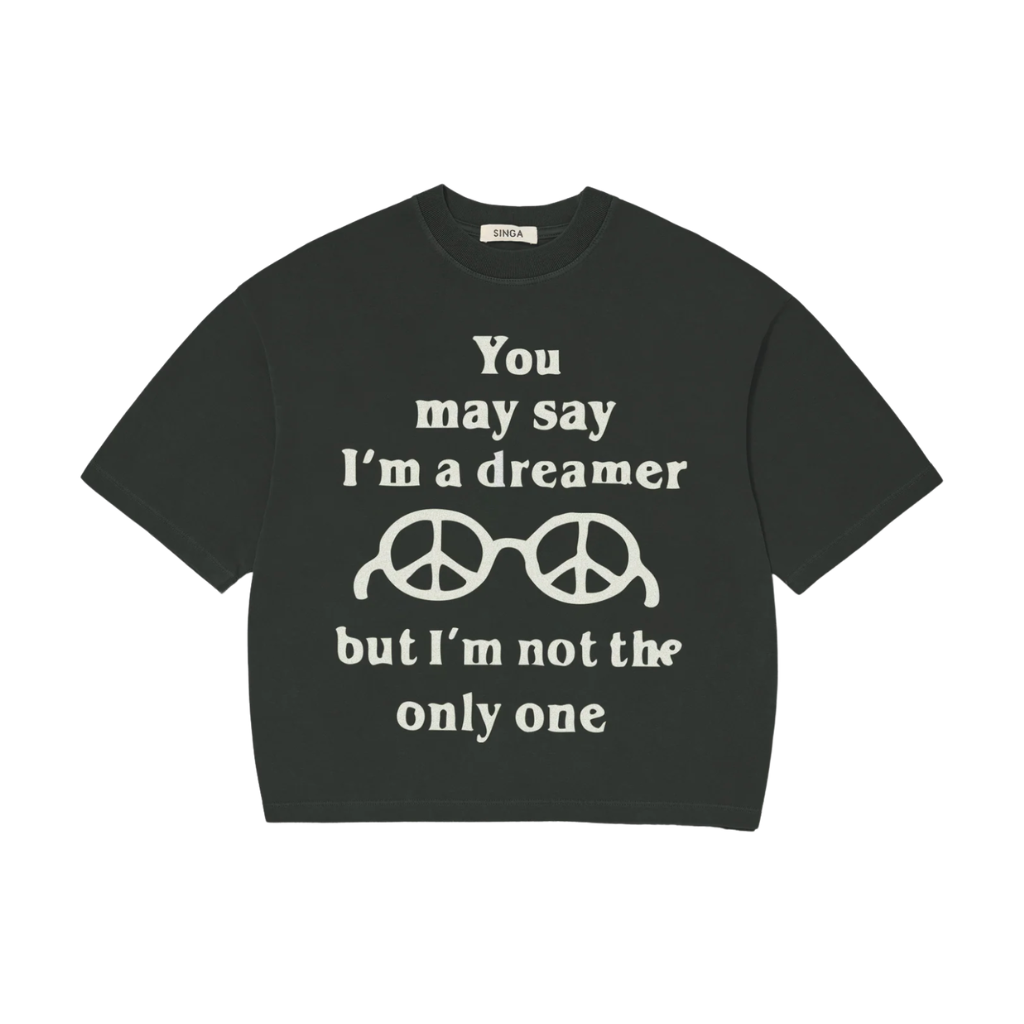 Camiseta Boxy Over Singa  Dreamer Preta Cationizada