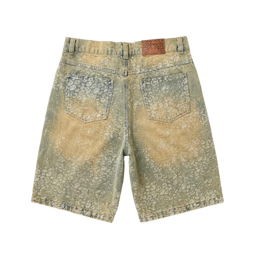 Short Jeans Survival Mancha Onça Dirty Indigo