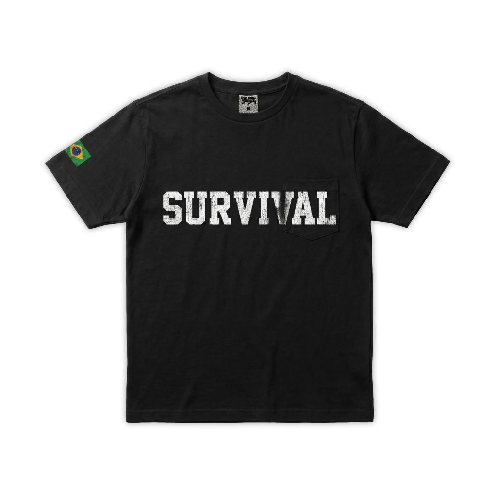Camiseta Survival Guerra Pocket Preta