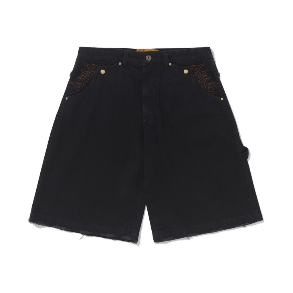 Bermuda Jeans Barra Crew x High Desconstruida Preta