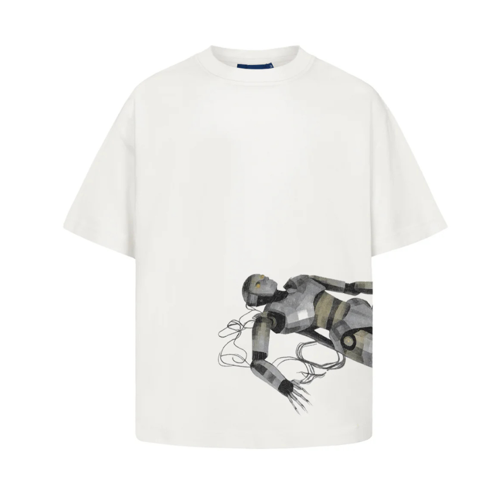 Camiseta Boxy Quadro Creations Down Robot Off White