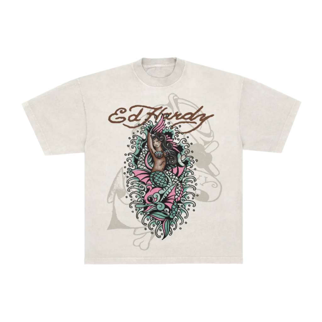 Camiseta Ed Hardy Sereia Mistica Off White