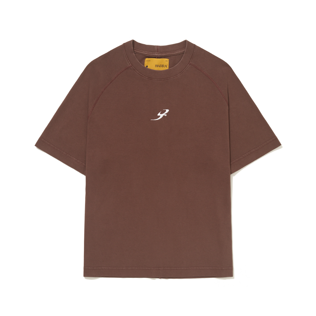 Camiseta Raglan Barra Crew B Garça Marrom Estonada