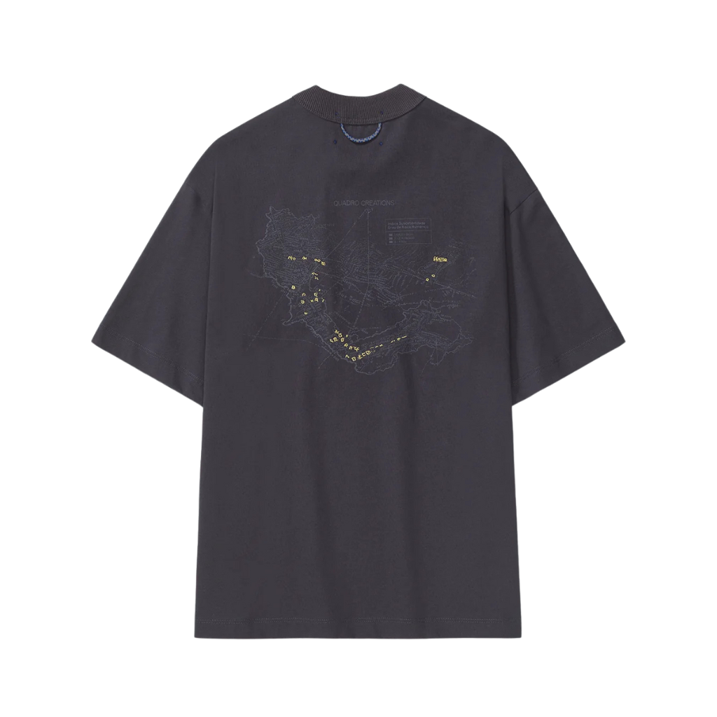 Camiseta Boxy Quadro Creations Maps Cinza Escuro