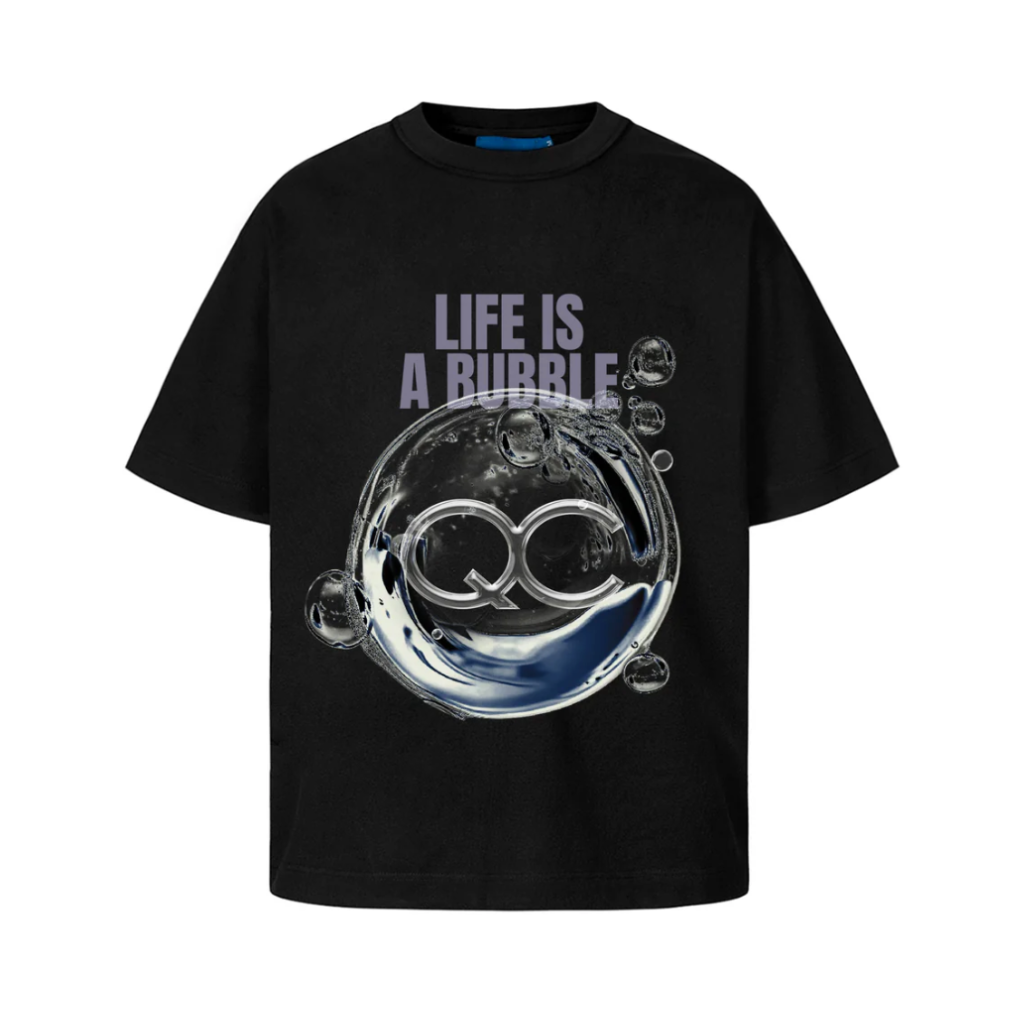 Camiseta Boxy Quadro Creations Bubble Lif Preta