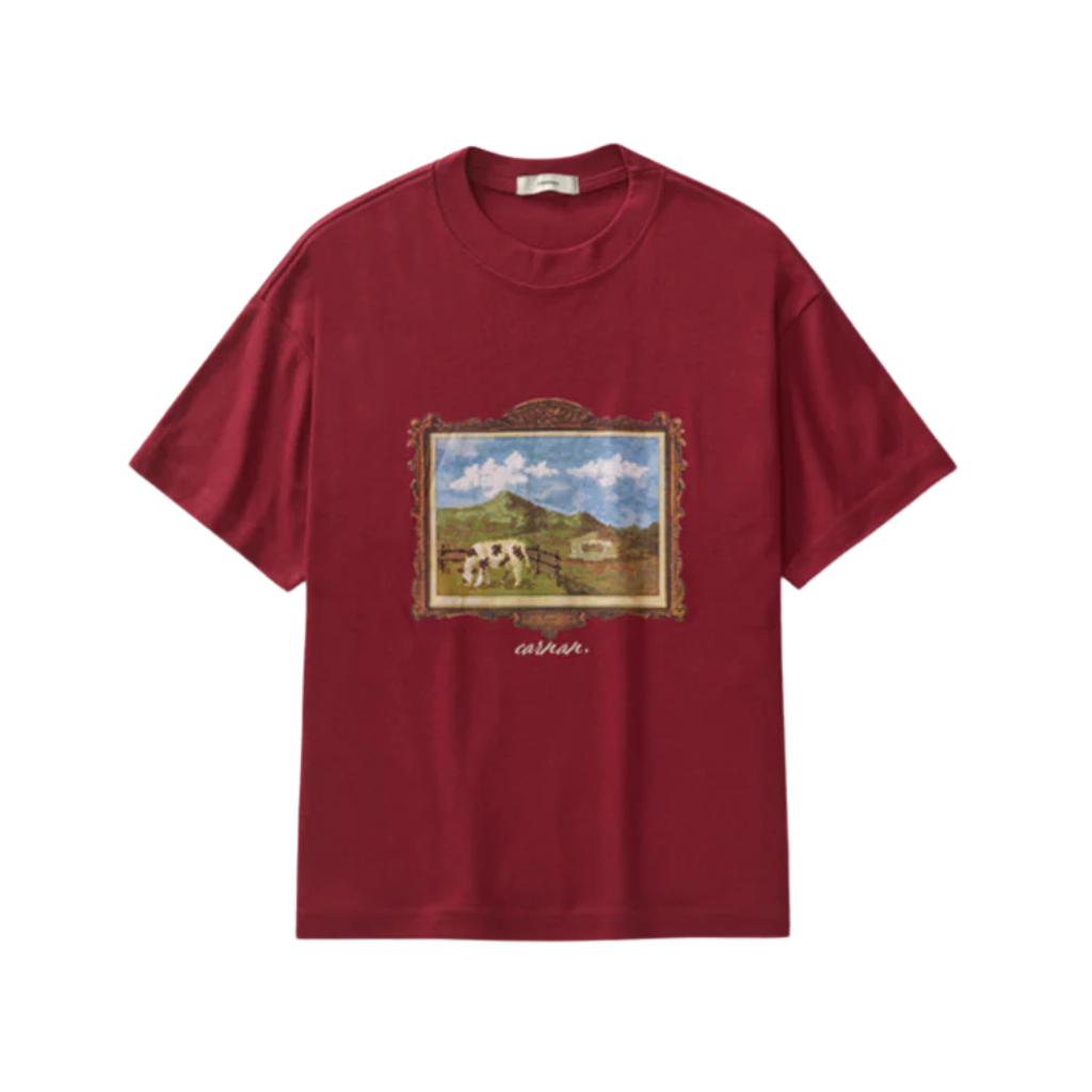 Camiseta Boxy Heavy Carnan Ranch Painting Burgundy