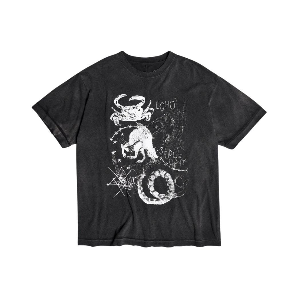 Camiseta Regular Gaze Egho Gnosis Preta Estonada