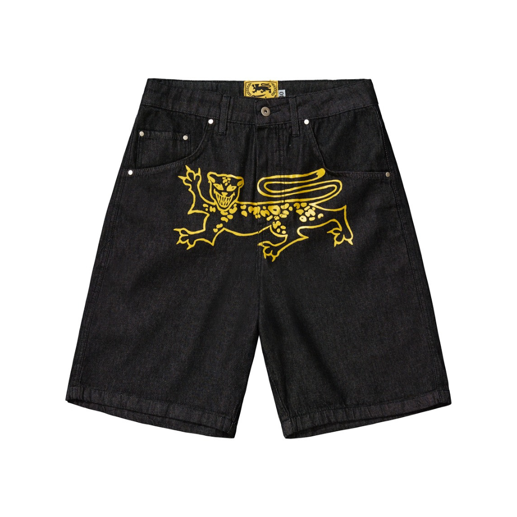 Short Jeans Survival Preto/Amarelo