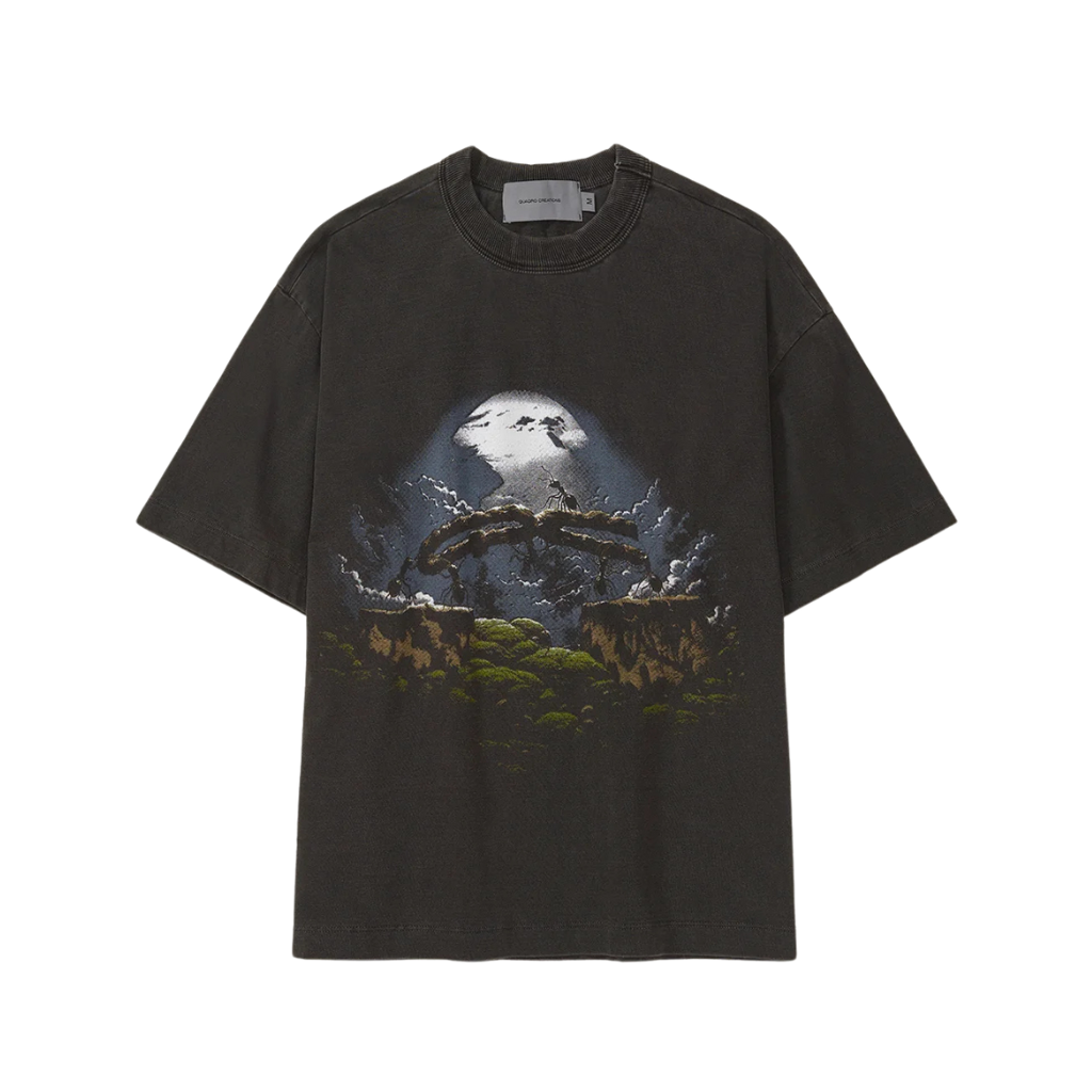 Camiseta Boxy Quadro Creations Formigas Preta Estonada