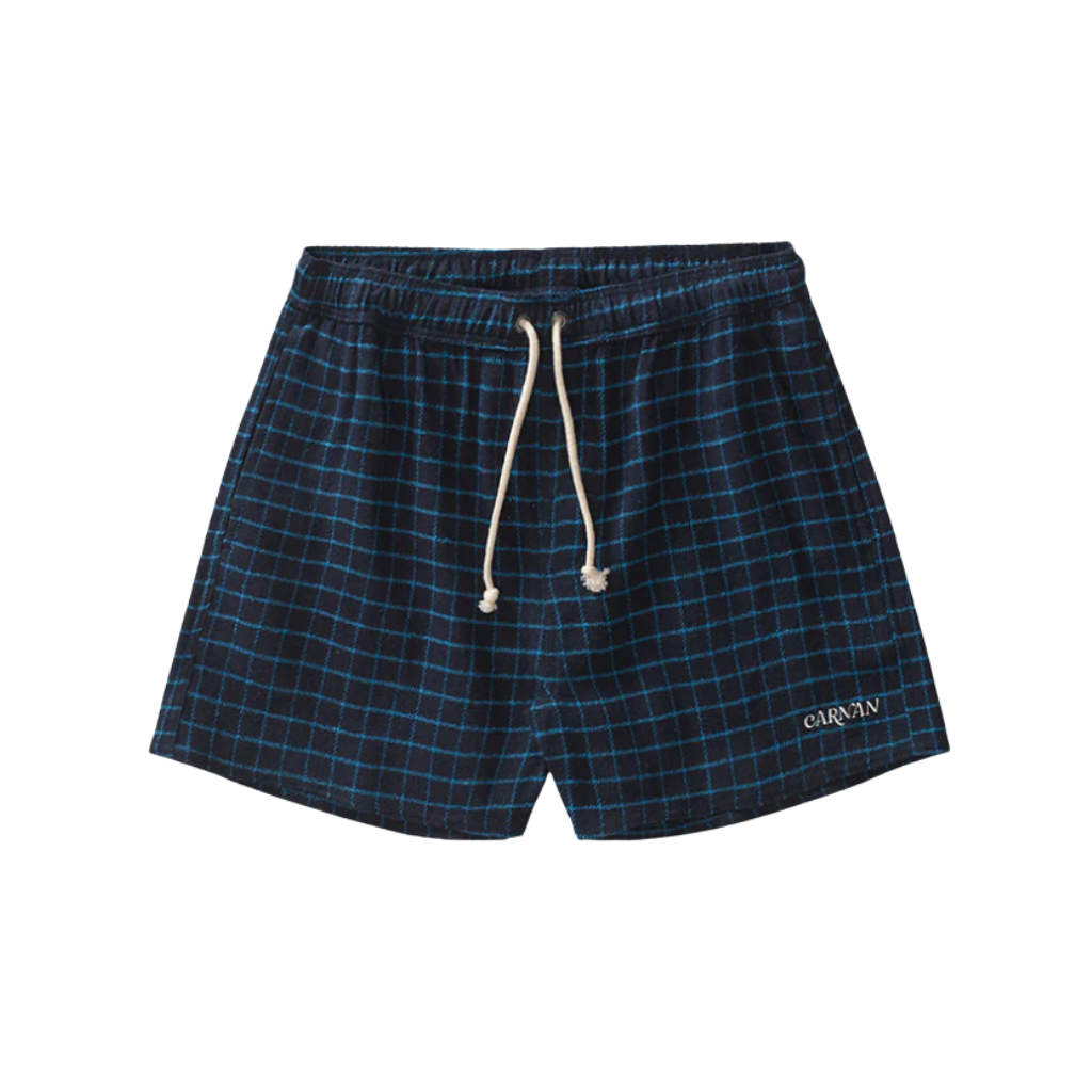 Short Carnan Plaid Azul Marinho