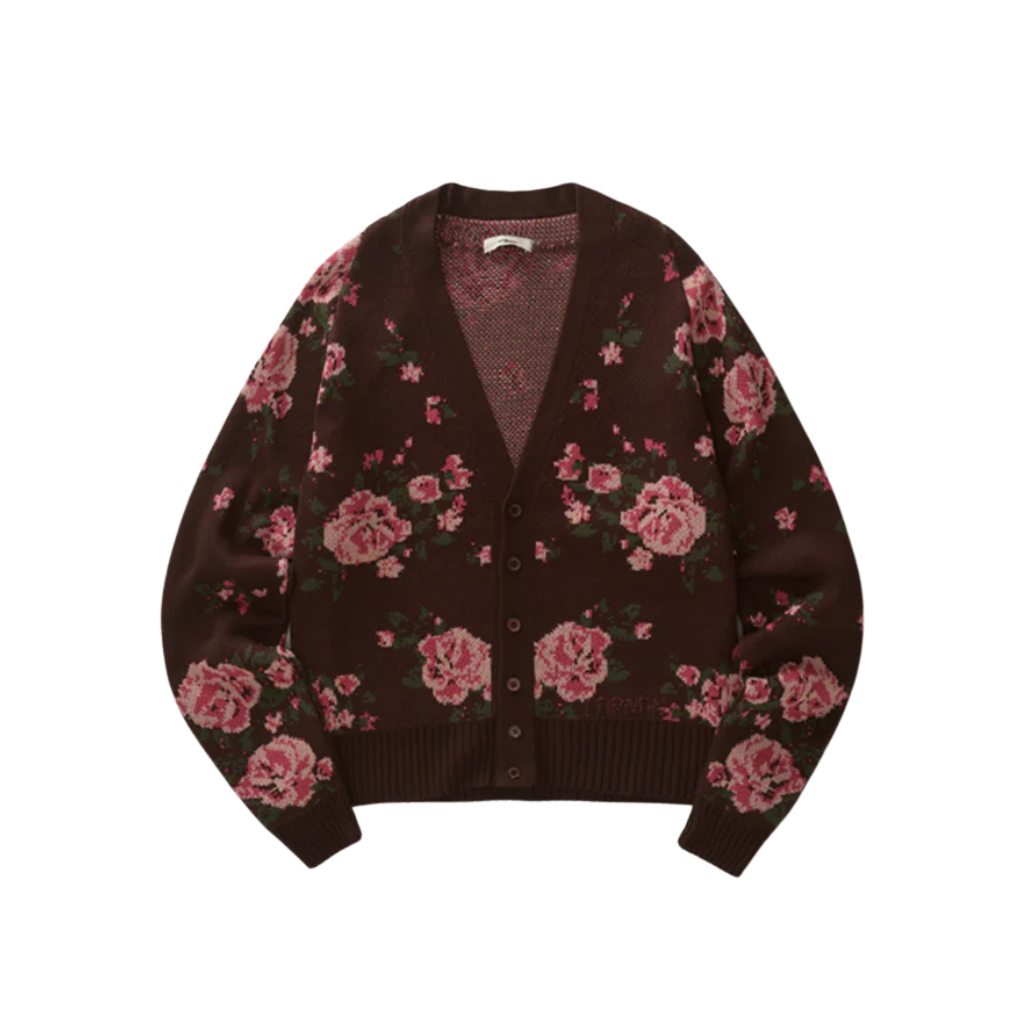 Cardigan Carnan Floral Marrom