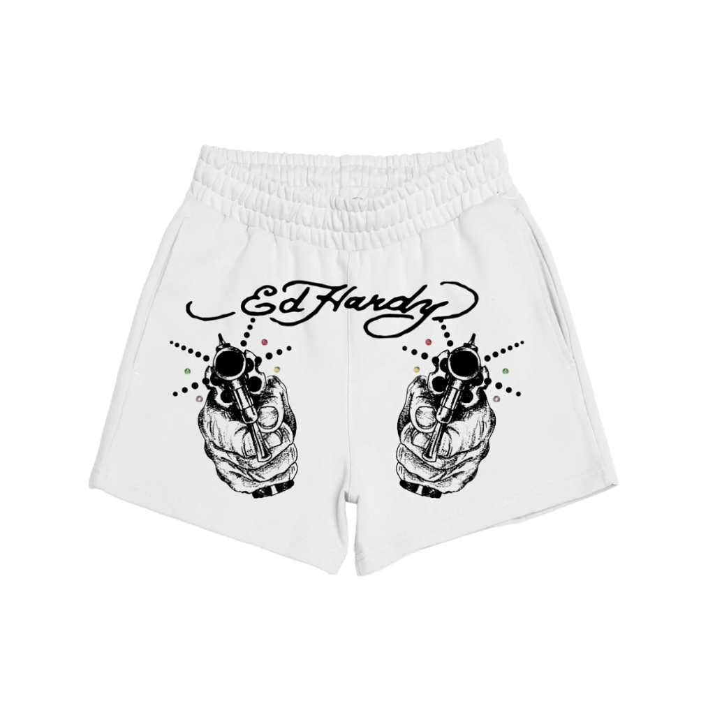 Short Moletom Ed Hardy Light Shot Branco