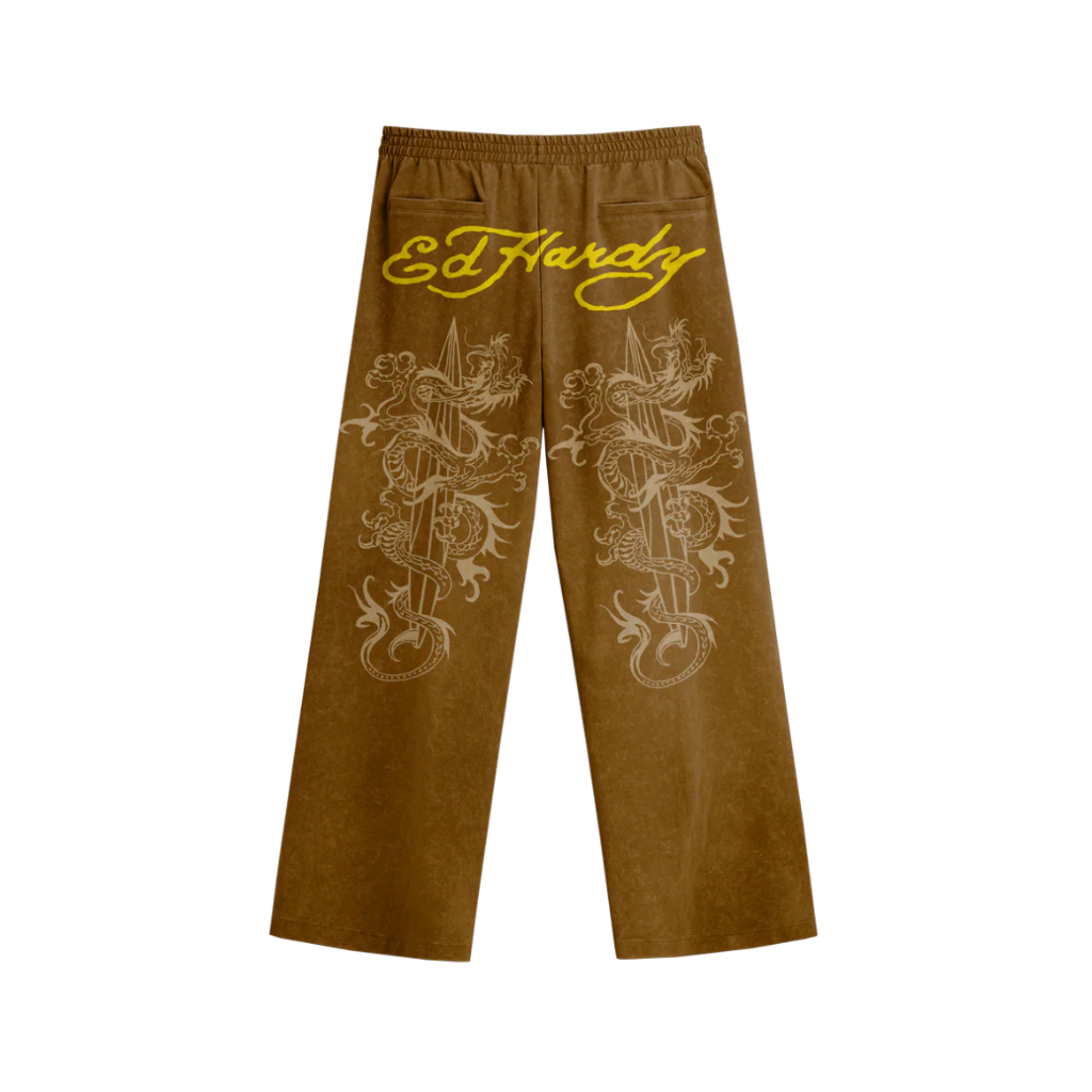 Calça Moletom Ed Hardy Dragon Marrom