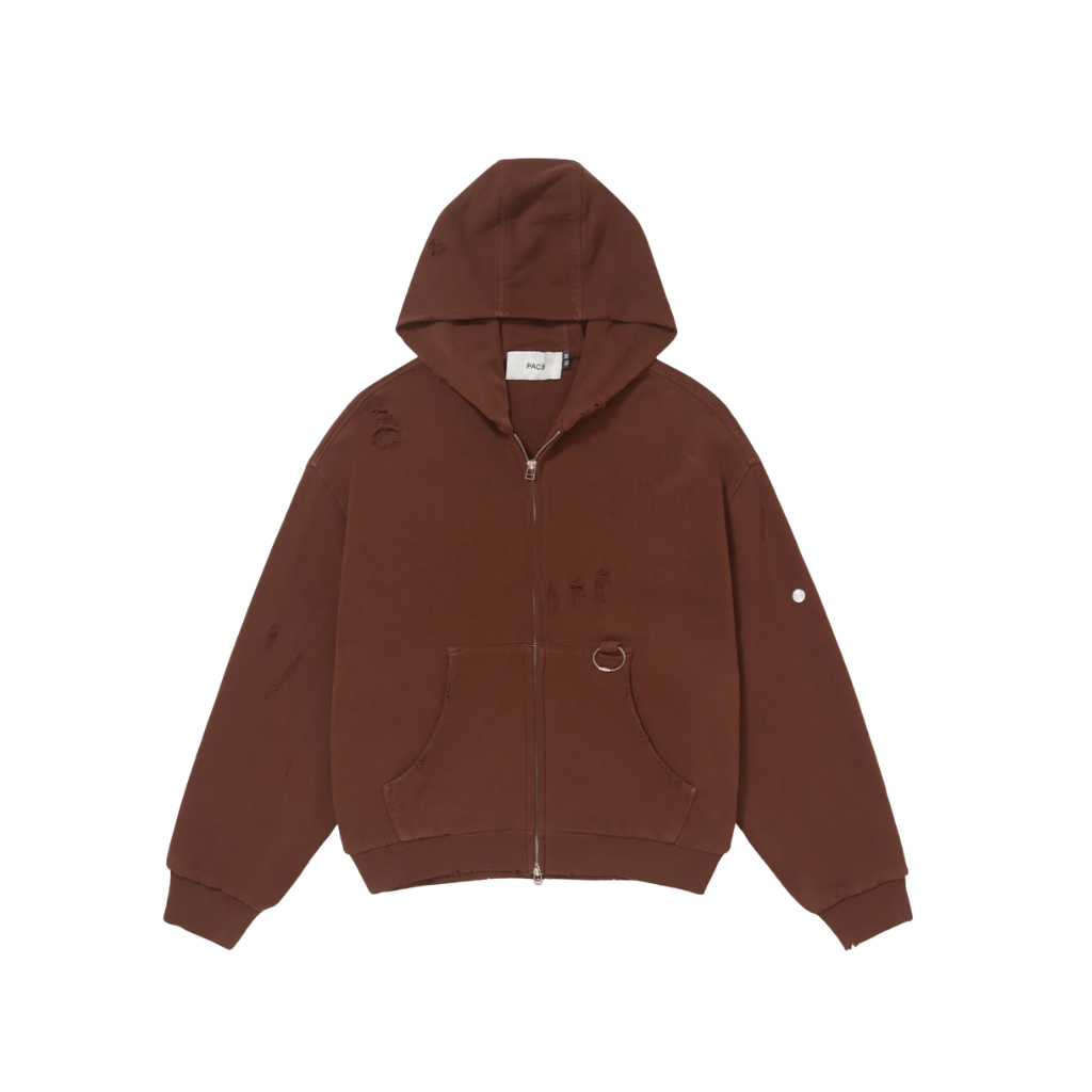 Moletom Zip Pace Ripped Marrom Estonado