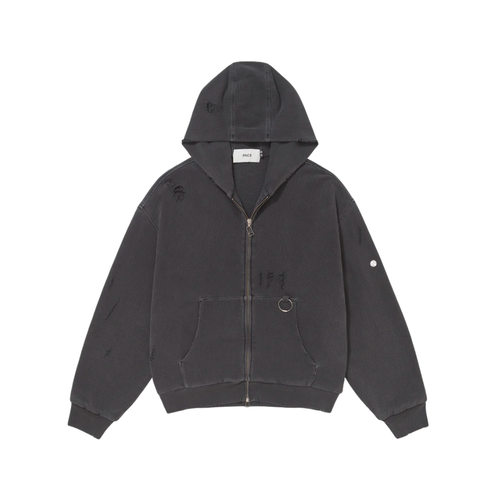 Moletom Zip Pace Ripped Preto Estonado