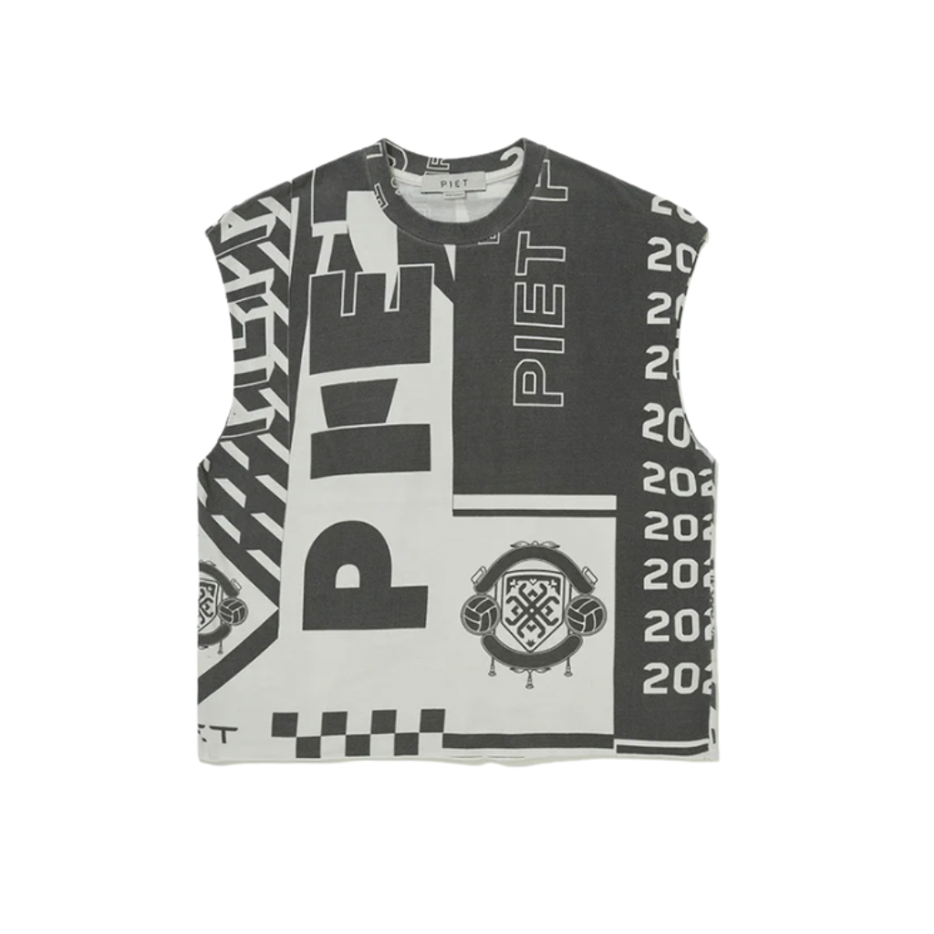 Camiseta Regata Oversized Piet Scarves Raw Edge Preta