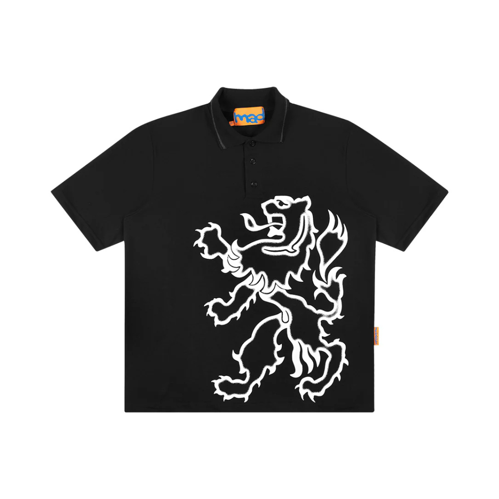 Camisa Polo Mad Enlatados Estandarte Preta