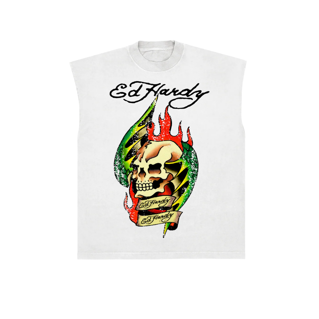Camiseta Regata Ed Hardy Skull Branca