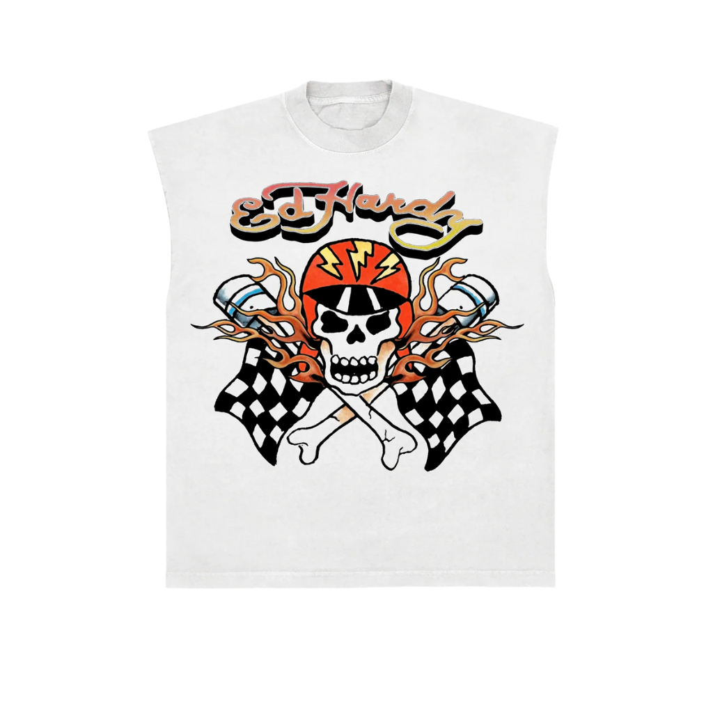Camiseta Regata Ed Hardy Skull Racer Branca