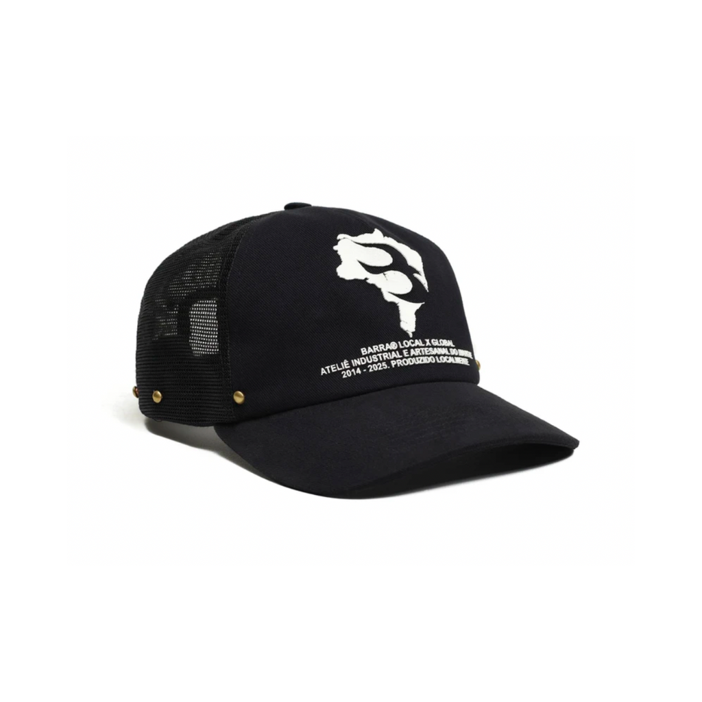 Boné Trucker Barra Crew Brasil Estencil Preto