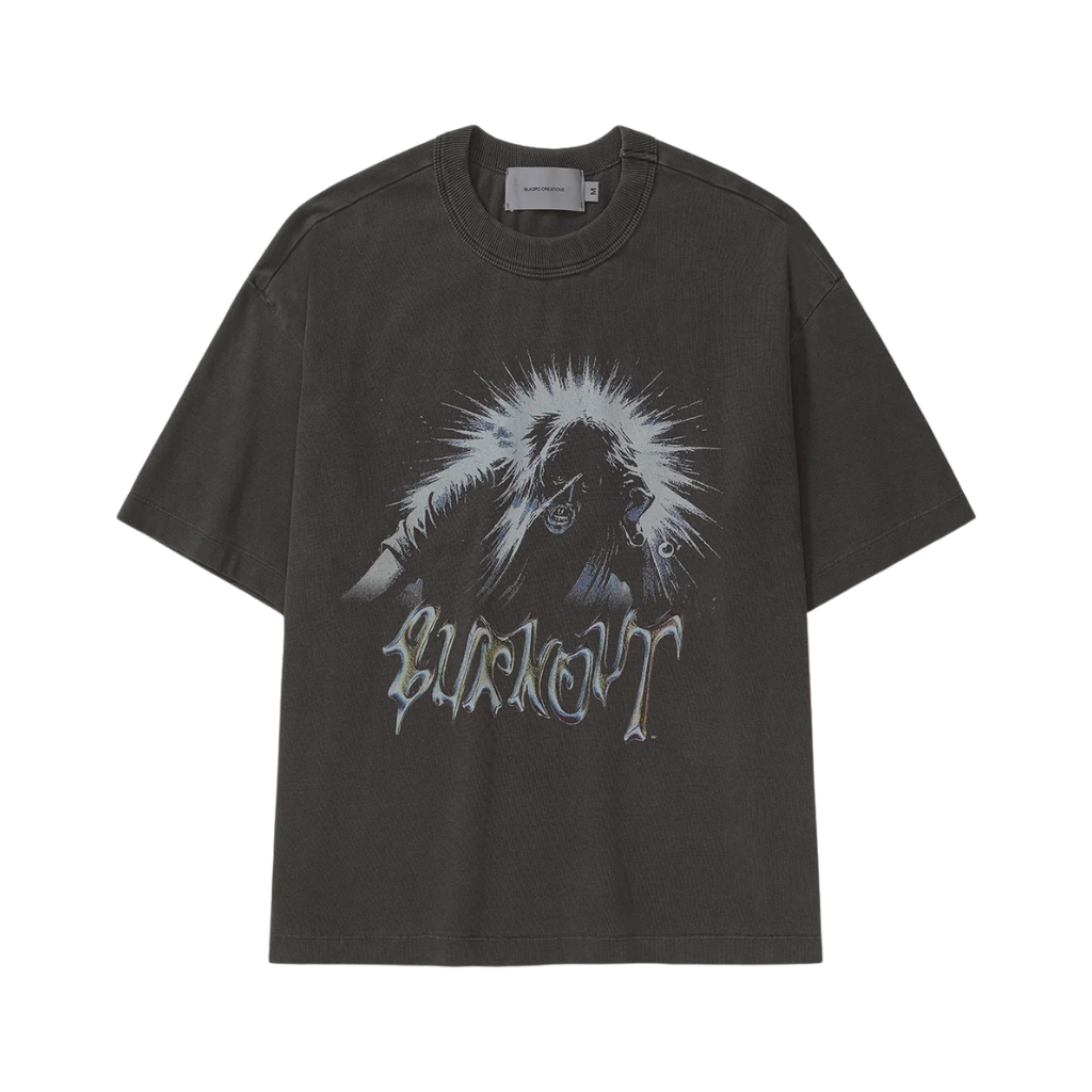 Camiseta Boxy Quadro Creations Burnout Preta Estonada