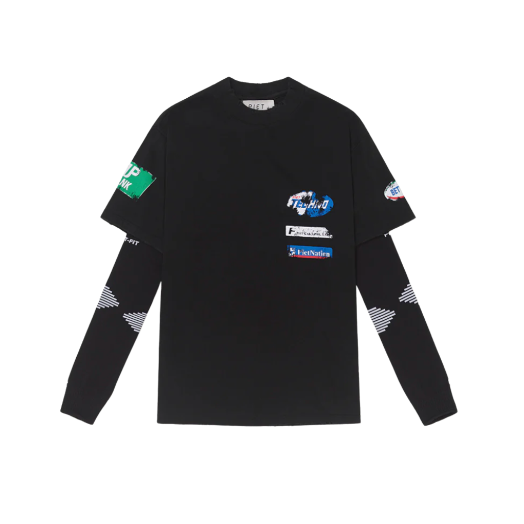 Camiseta Manga Longa Piet F.C. Knitted Sleeve Vintage Preta