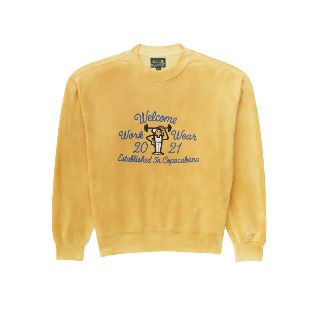 Moletom Crewneck Welcome Rio Hard Work Amarelo Bleach