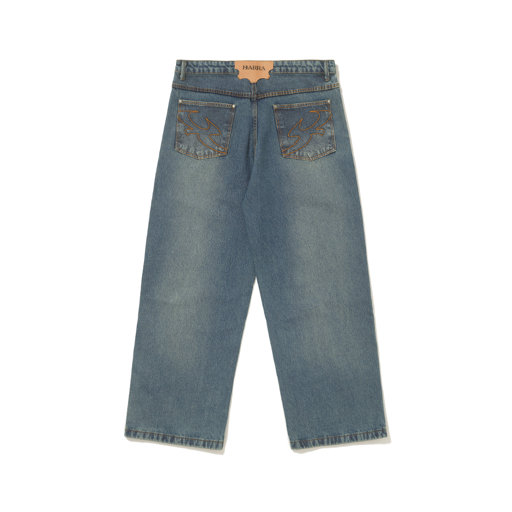 Calça Jeans Reta Barra Crew Clássica Azul