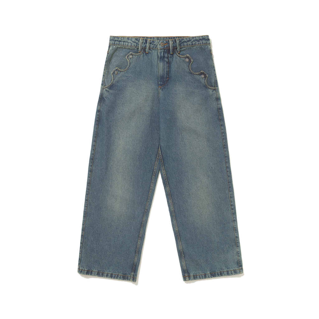 Calça Jeans Reta Barra Crew Clássica Azul
