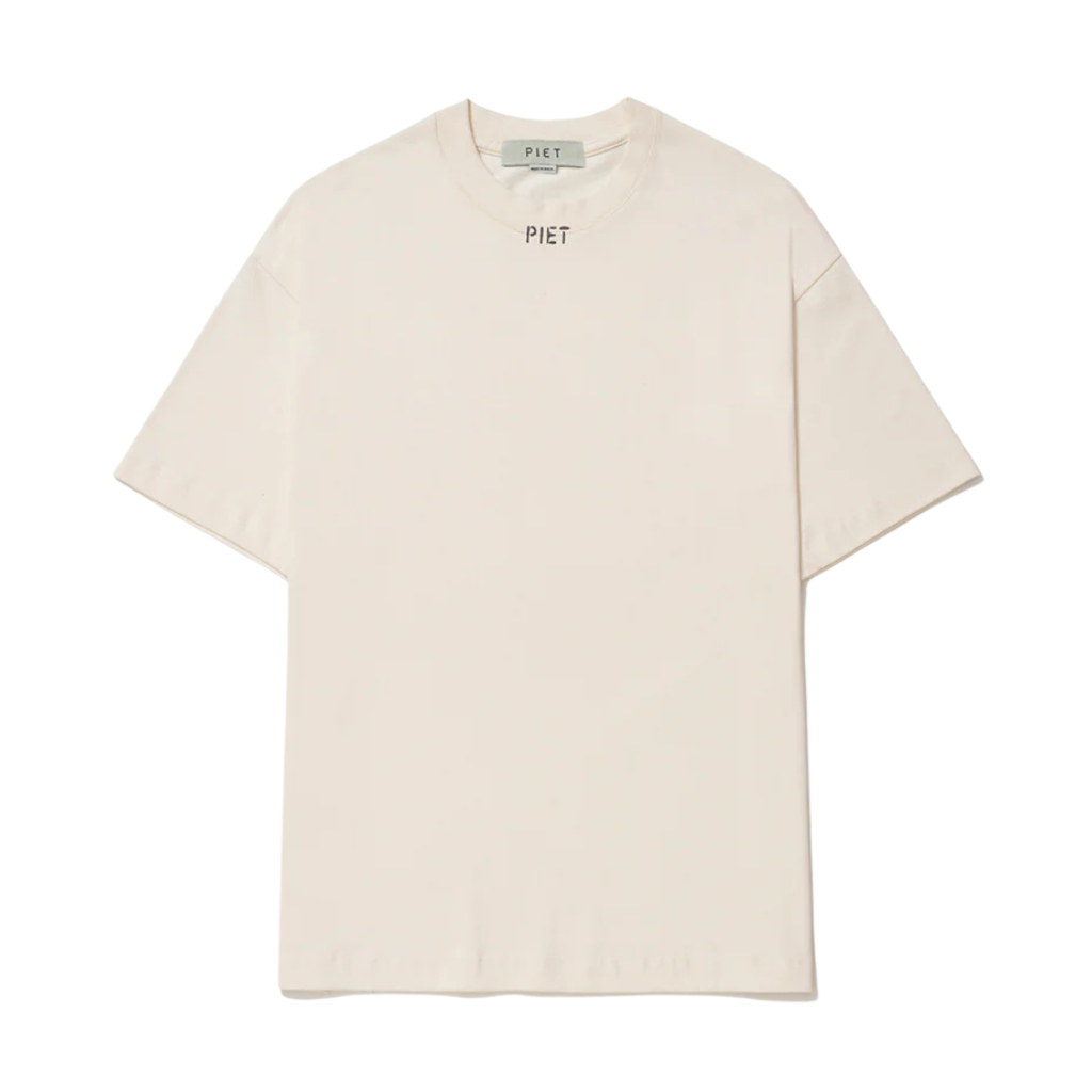 Camiseta Regular Piet Stencil Logo Bone White