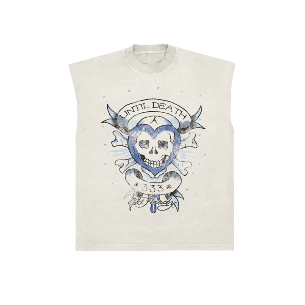 Camiseta Regata Ed Hardy x Matue Until Death Off White