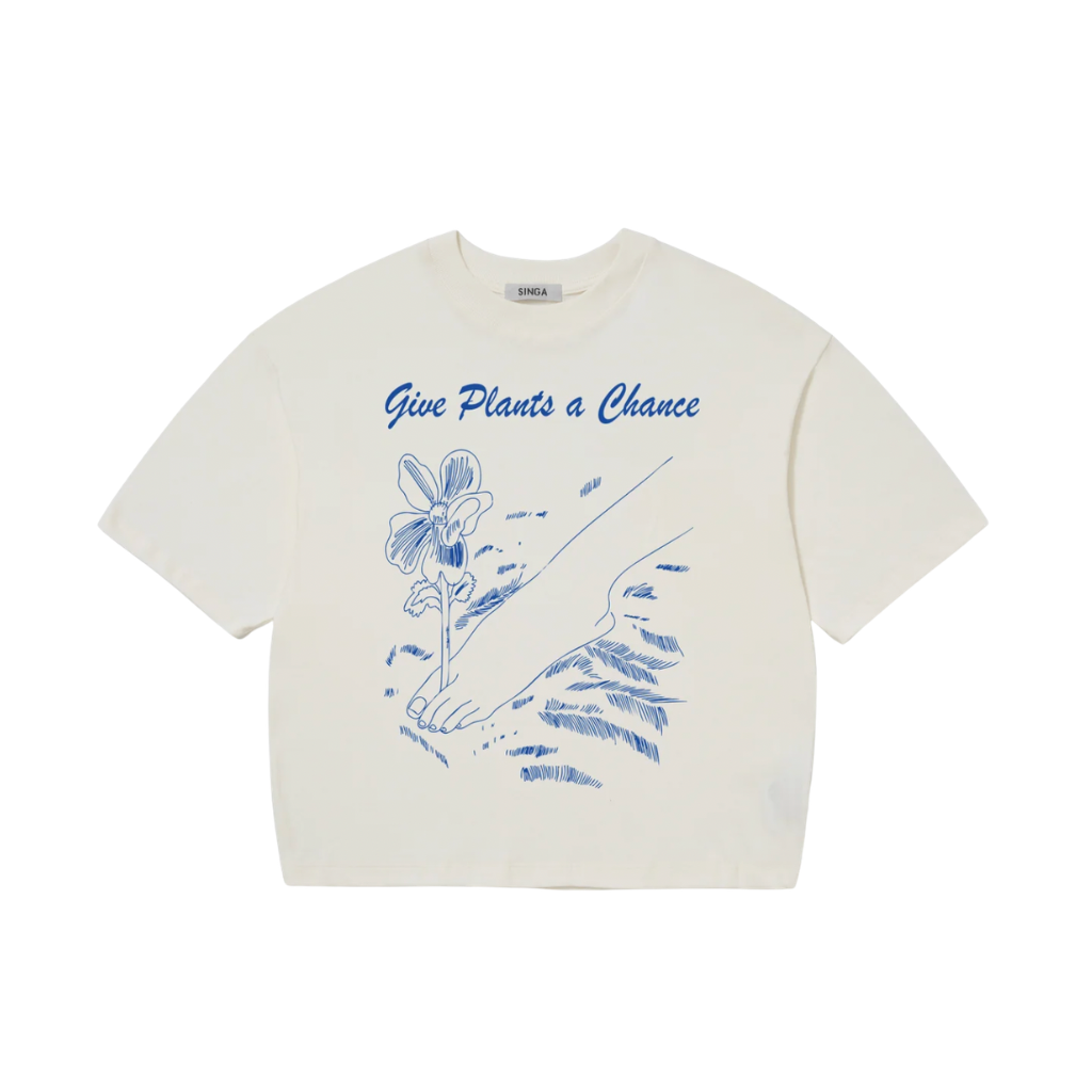 Camiseta Boxy Over Singa Plants a Chance Off White