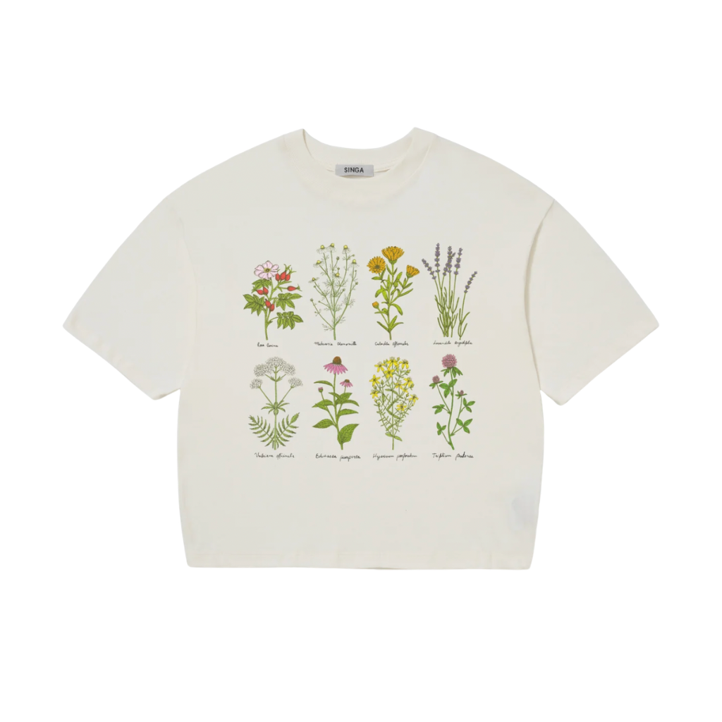 Camiseta Boxy Over Singa Medicinal Herbs Off White