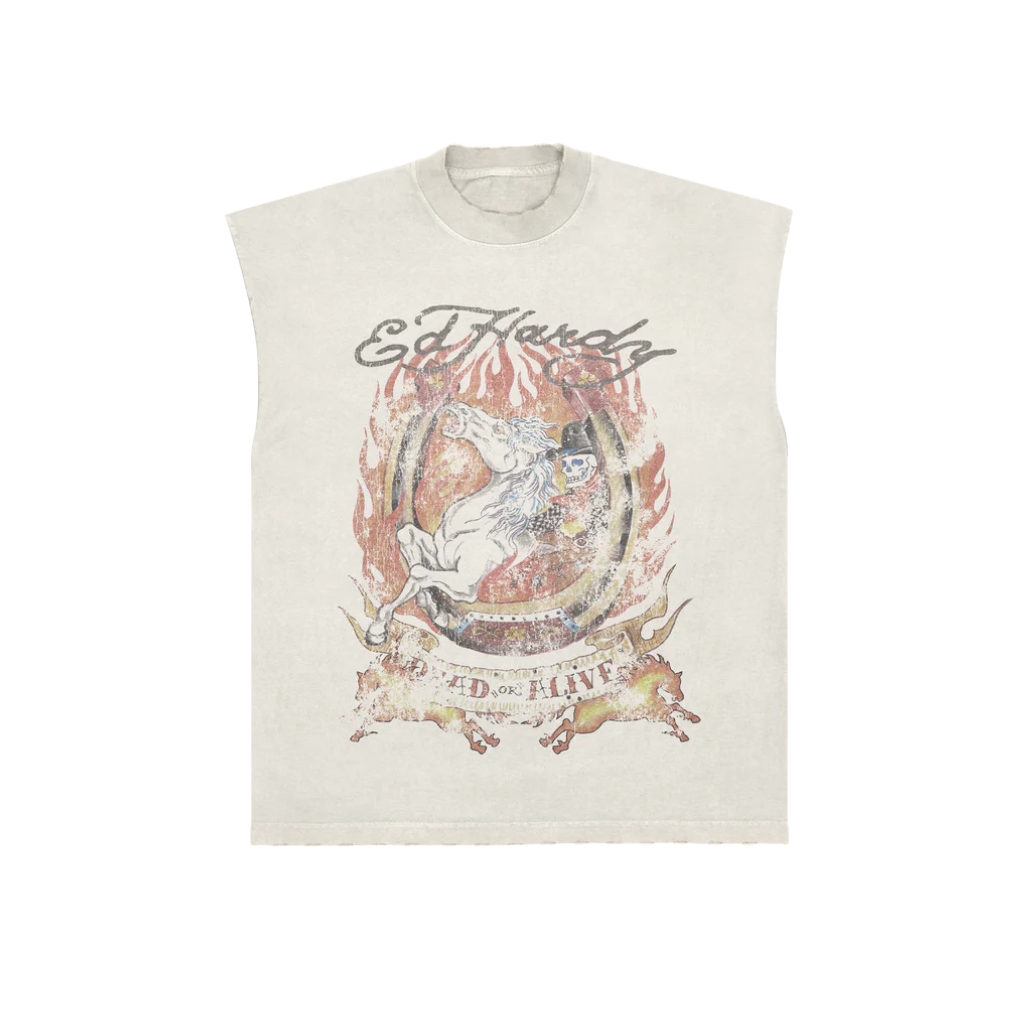 Camiseta Regata Ed Hardy x Matue Horse Off White