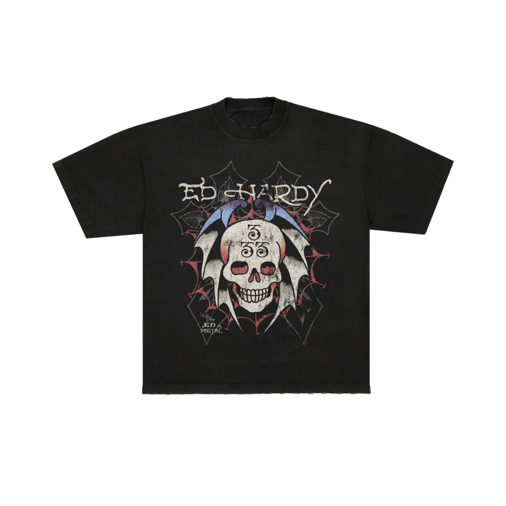 Camiseta Ed Hardy x Matue Bat Skull Preta