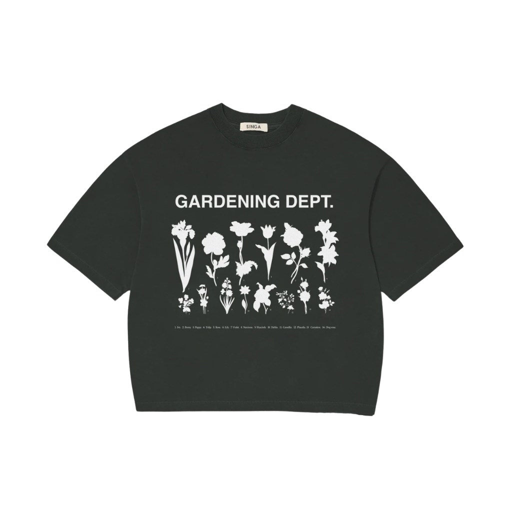Camiseta Boxy Over Singa Gardening Dept. Preta Estonada