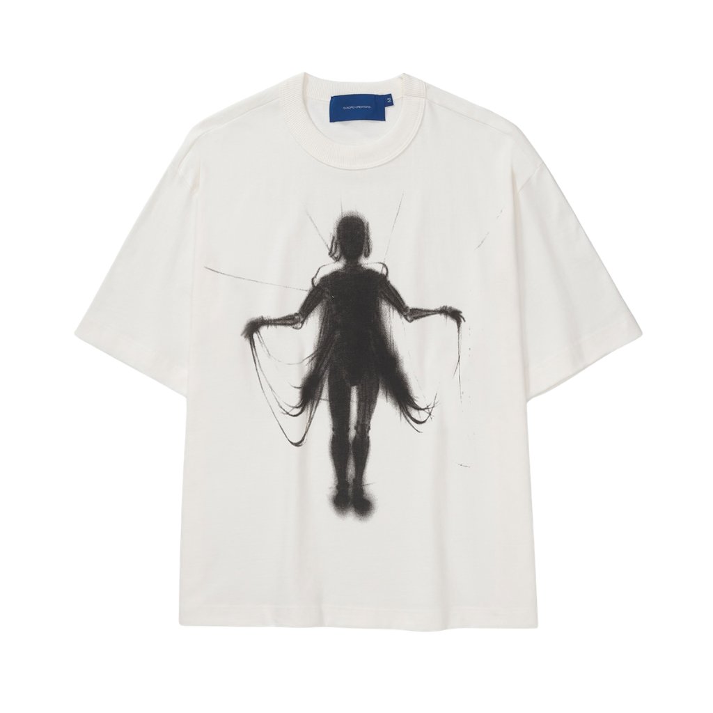 Camiseta Boxy Quadro Creations Robot Wires Off White