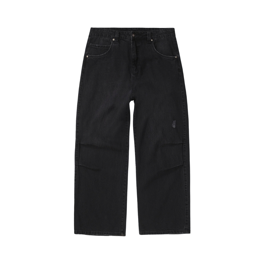 Calça Jeans Flare Quadro Creations Trousers Loose Used Preta
